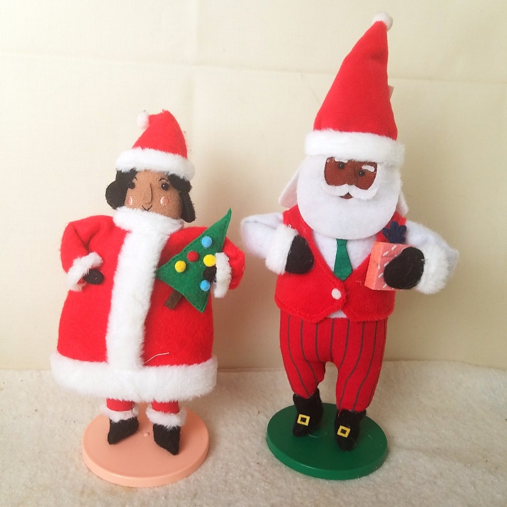 Santa Claus Figurines Christmas Decorations Pair of Festive dark skinned‎